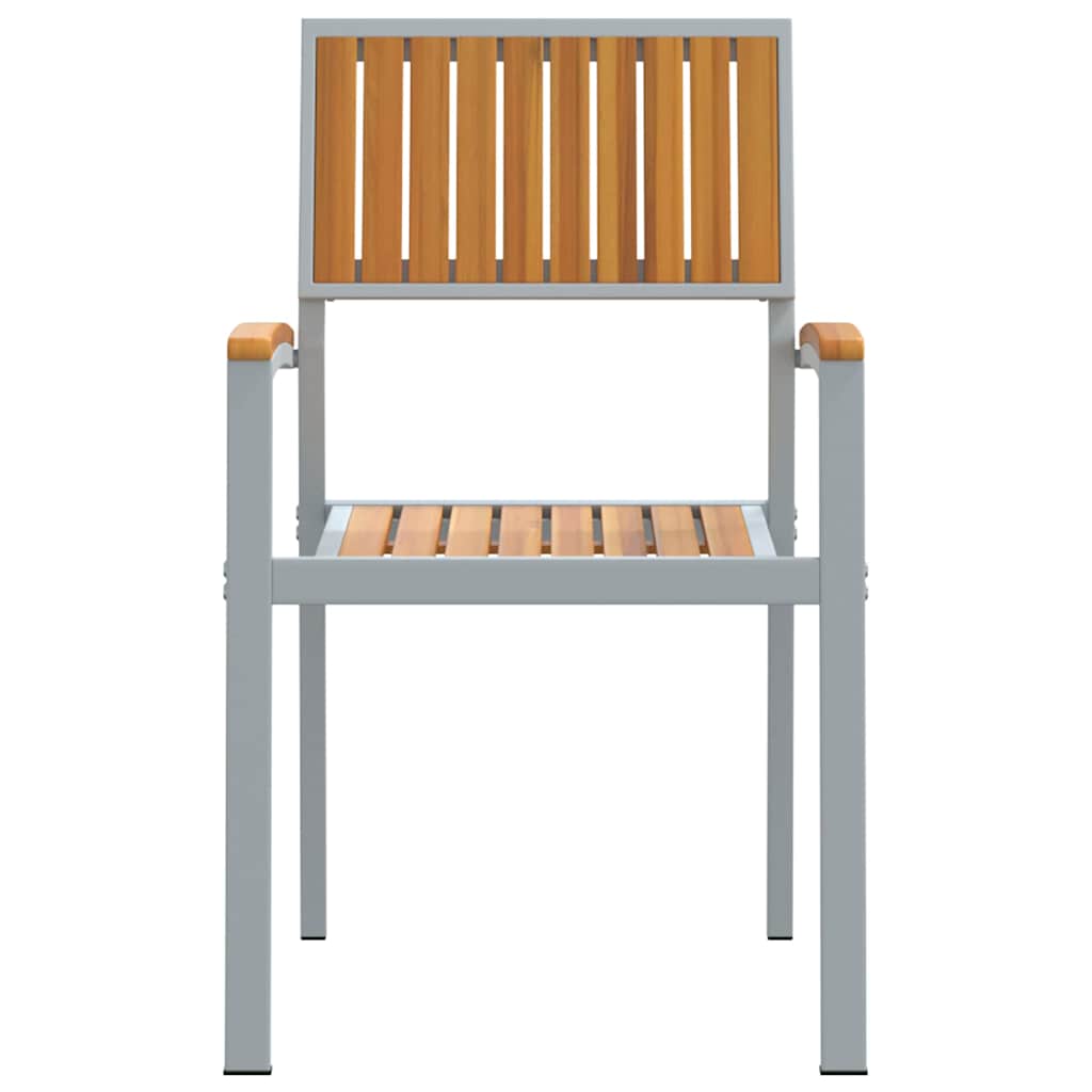 Stackable Chair 2 Pcs Brown Solid Wood Acacia Stackable
