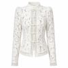 Long Sleeves See-Through Blouse Slim Fit Women Shirt Tops Vintage Lace Printed Shirts  Spring
