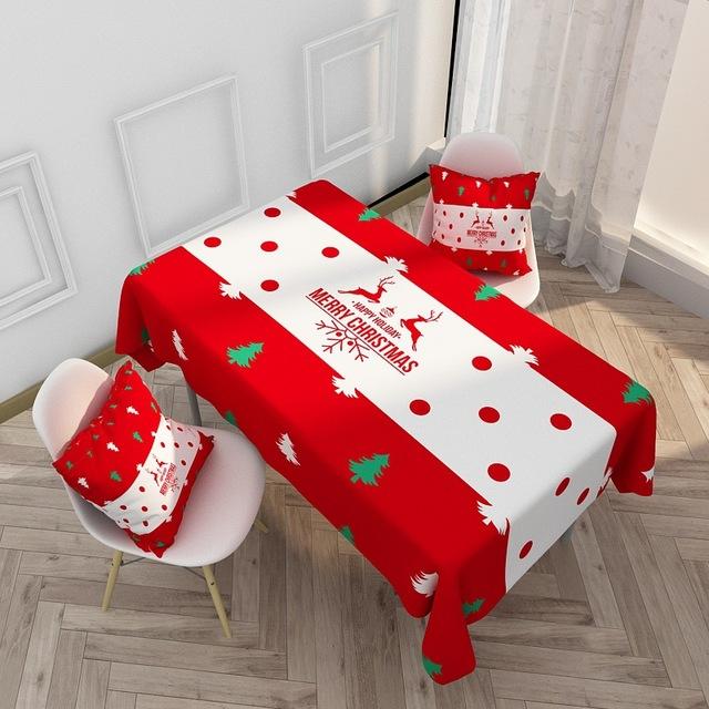 Red Christmas  Waterproof And Oilproof Tablecloth Cartoon Holiday Printing Elk Series Tablecloth Wedding Decoration Table Mat