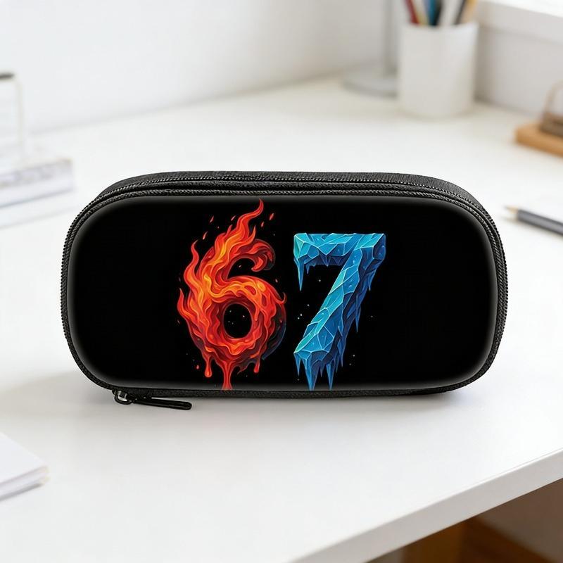 Black Flame 67 Cartoon Cases Fun Cartoon Anime Pen Box Bag for Student Big Capacity School Supplies Zipper Pencilcases Sixty Seven Holiday Gift Novelt