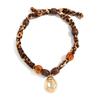 SHIXIN Vintage Leopard Print Velvet Acrylic Beads Choker Necklace Women New Trendy Hollow Irregular Geometric Pendant Necklace
