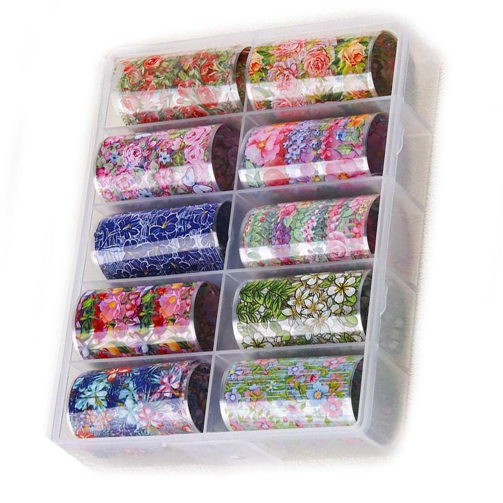 10 Rolls Colorful Transfer Decals Starry Sky Paper Nail Supplies Hot Nails Foils  for Women DIY