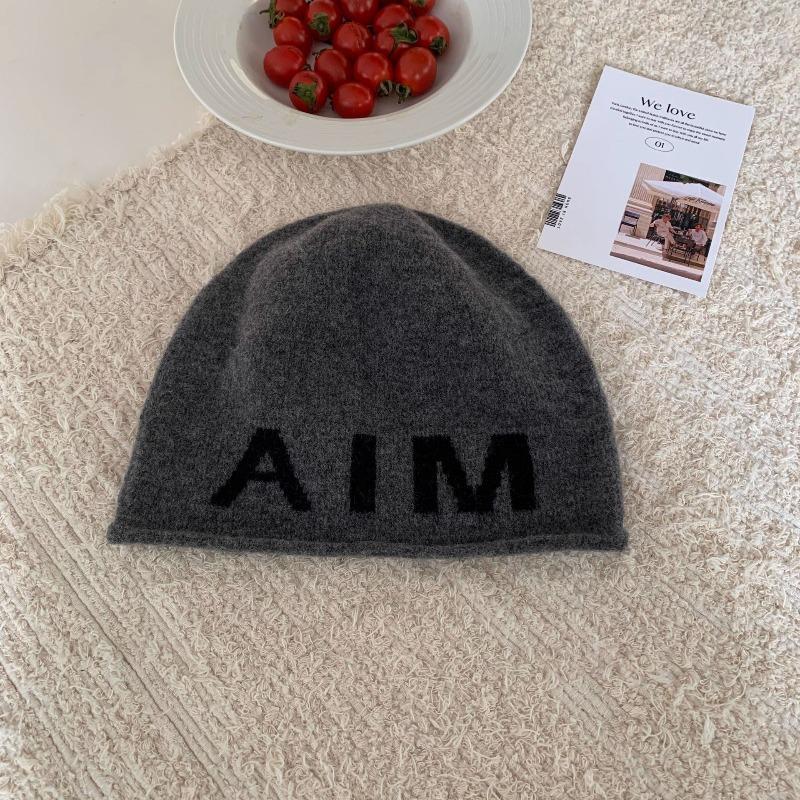 Wool letter bag head hat women's autumn and winter versatile big head circumference pullover cold hat knitted stacking hat