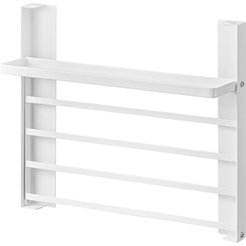 Yamazaki Tower Washing Machine Storage Rack, 2-Tier Magnetic Folding Shelf, White, Dimensions: W41 x D26 x H36.5cm (W x D x H), Bathroom Storage Rack,