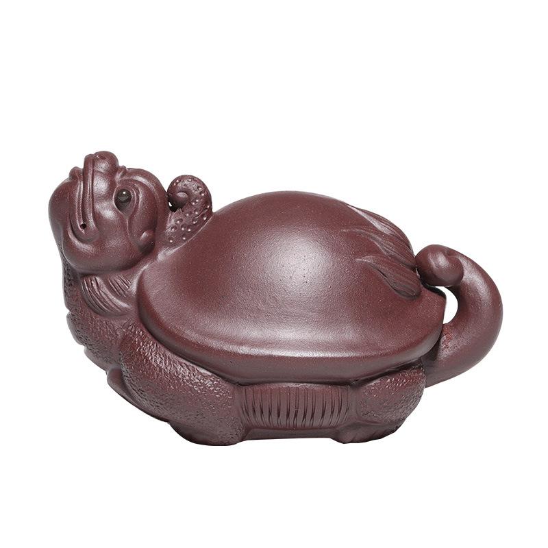 Handmade Yixing Zisha Dragon Turtle Tea Pet Sculpture for Tea Ceremony