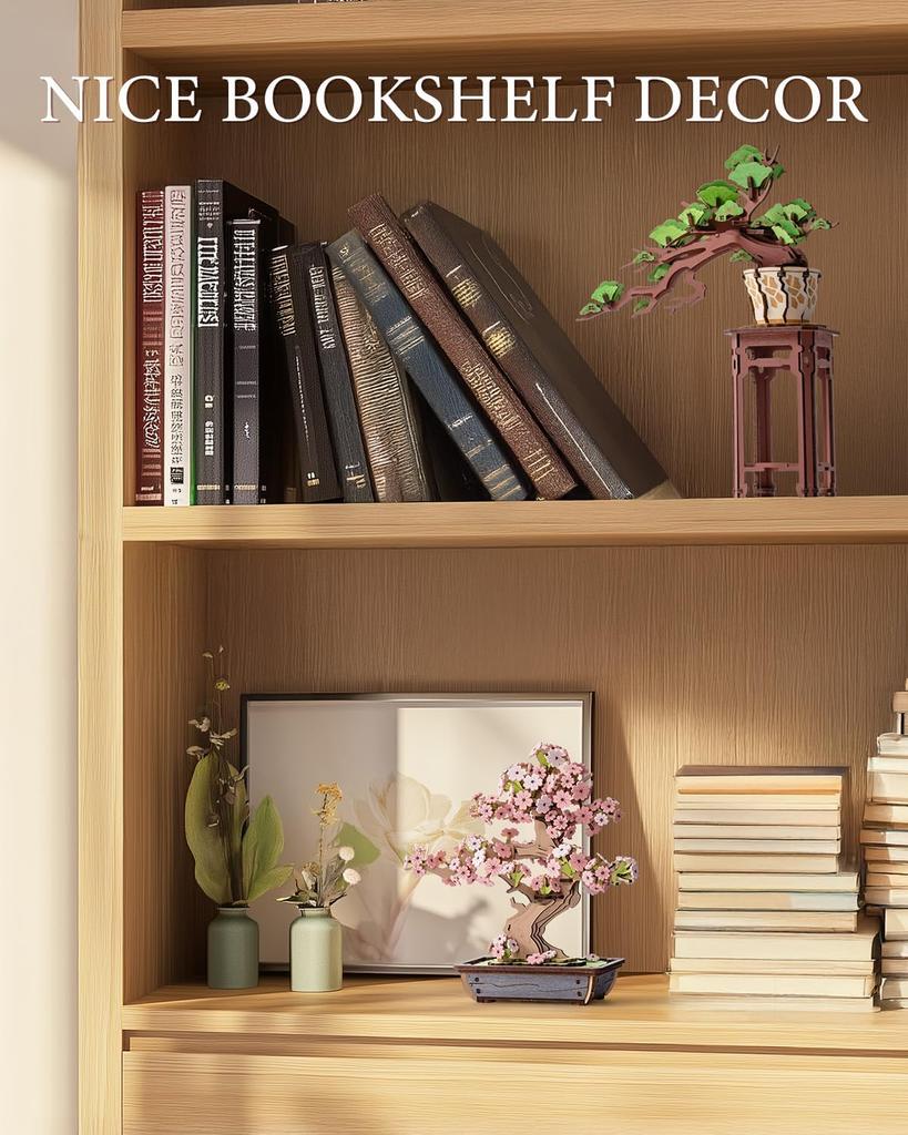 Robotime Rolife DIY Wooden Sakura Bonsai DIY Wooden 3D Puzzle Crafts Wooden Flower Gift for Mom Wife Friends