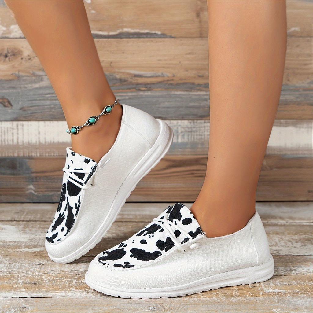 Women's Lace Up Loafer Shoes, Casual Canvas Lightweight Slip On Shoes, Women's Outdoor Footwear