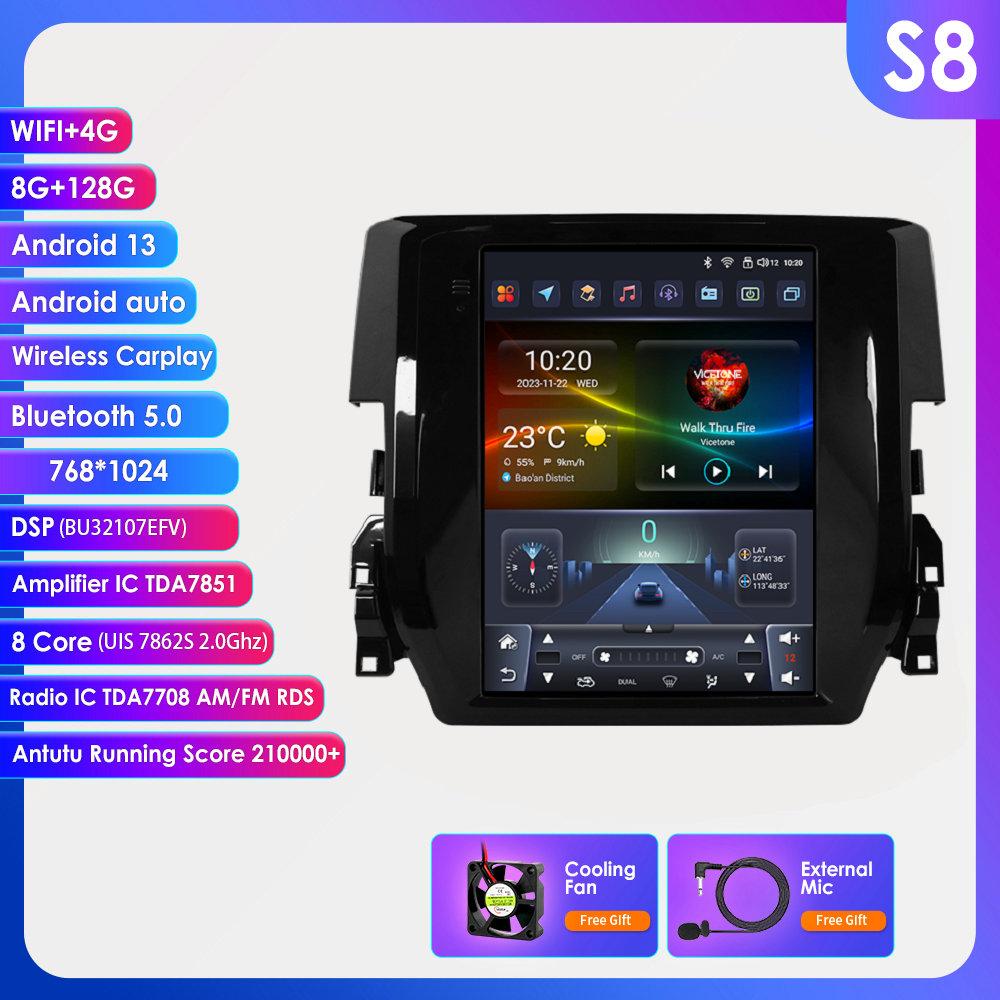 Ossuret Android Car Radio for Honda Civic 2015-2020 Multimedia Stereo 9.7inch Vertical Screen Carplay Android Auto Intelligent Screen GPS Stereo RDS