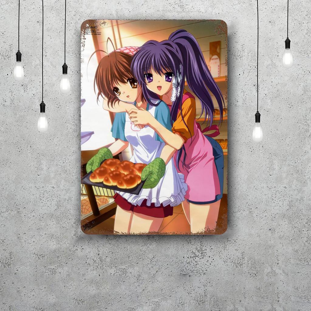 clannad cartoon Funny Bar Metal Sign Retro Plaque Vintage Sign Alcohol Drinker Pub Club Man Cave Kitchen Wall Decoration