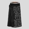 INCERUN Men Print Gothic Pleated Apron Style Irregular Layers Skirt Pants