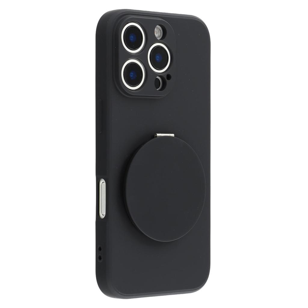 For iPhone 16 Pro Case Straight Edge Protection TPU+PC Phone Cover with Mirror Kickstand