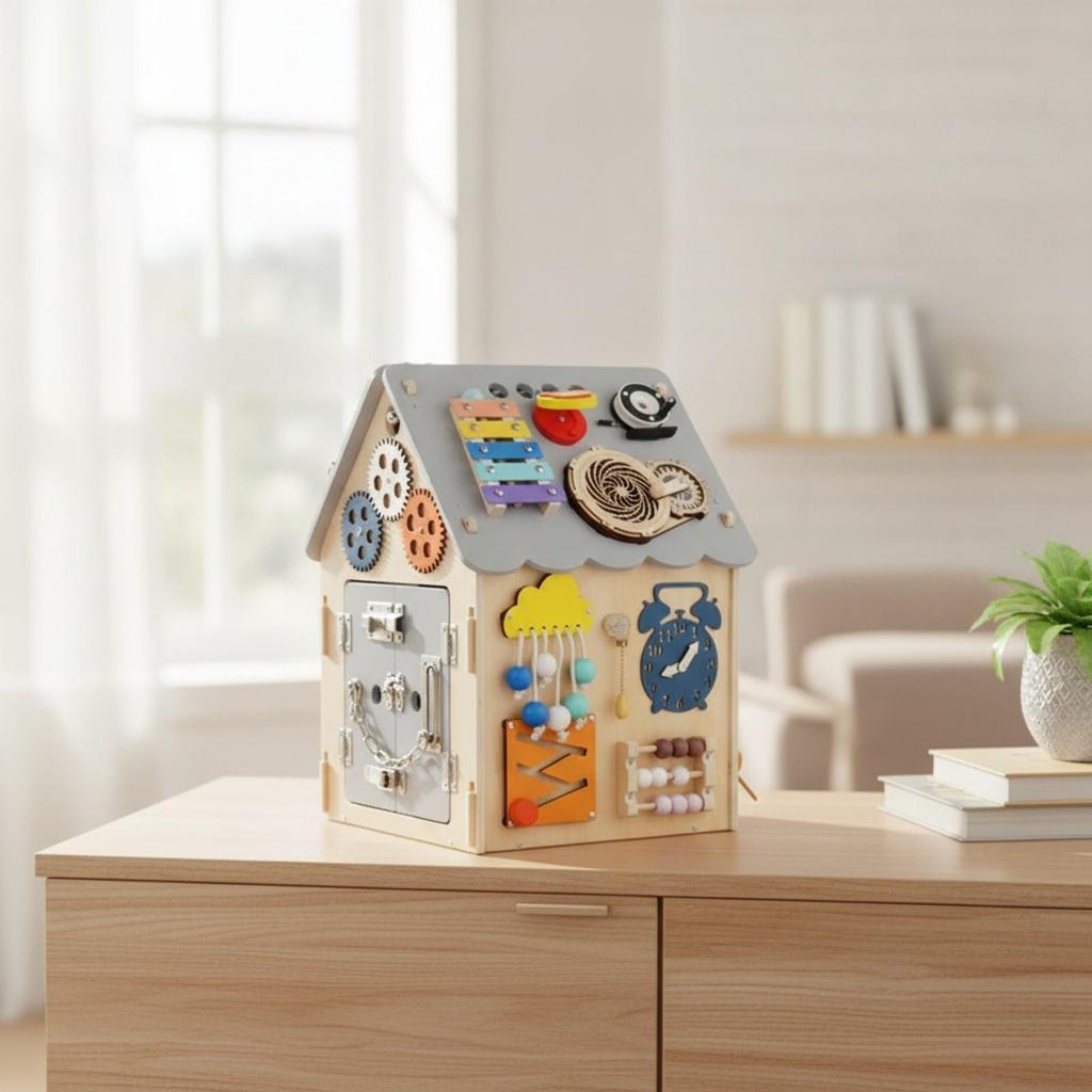 Early Learning Wooden Child-Centered Busy House Fine Motor Skill with