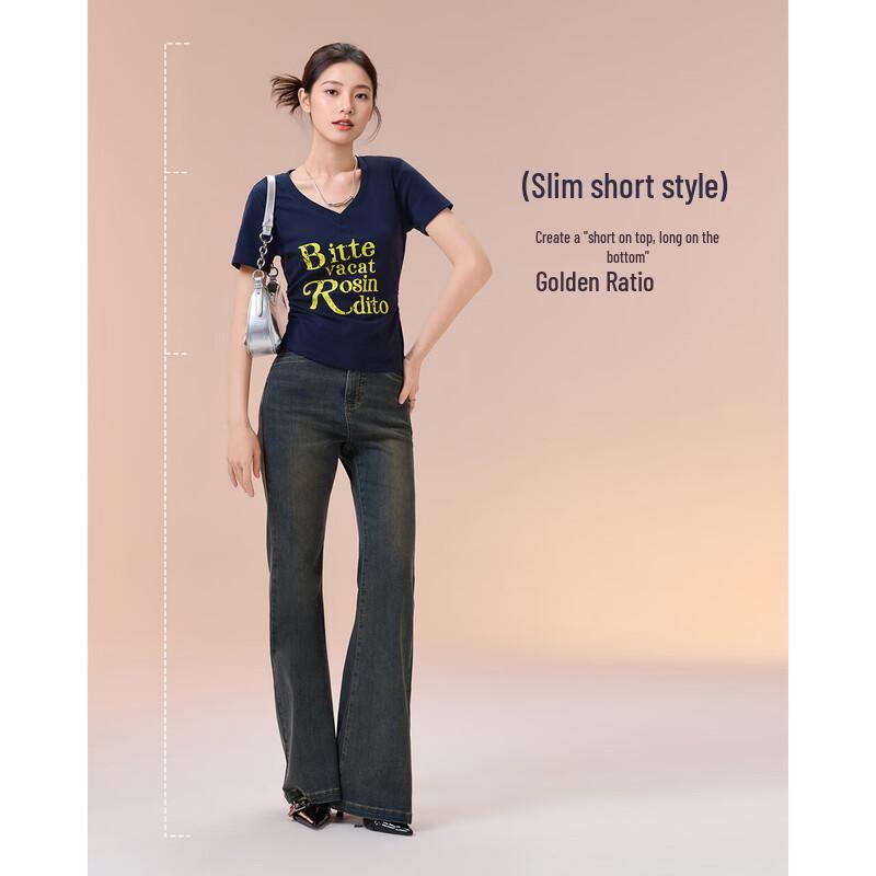 IEF Women's Printed Backless Slim Fit T-shirt