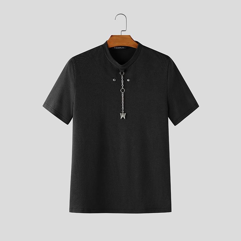 INCERUN Herren Rundhals Kurzarm Einfarbig Lässig Enganliegend T-Shirts Oberteile