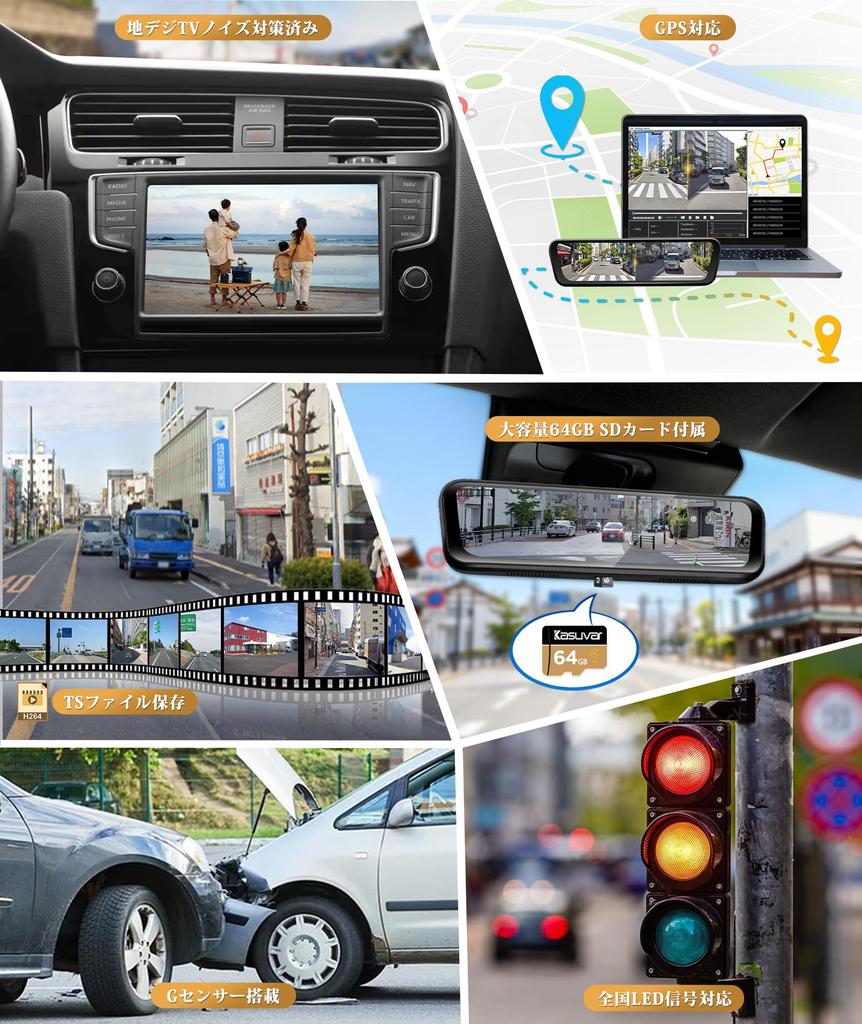 KASUVAR Genuine Replacement Dash Cam with Separate Front and Rear Cameras Designed for Japanese Compatible with of Single Wire LCD Digital Inner