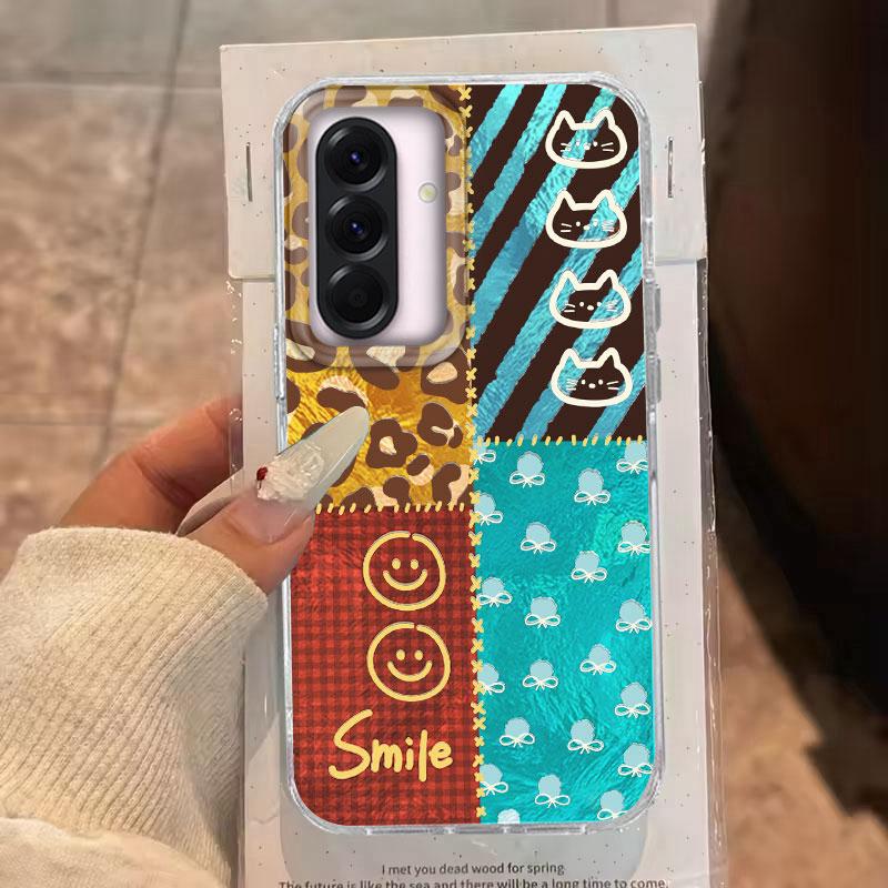 

Case For Samsung Galaxy A56 A36 A16 A25 A35 A26 S25 S24 Plus Ultra FE 5G Phone Cover Leopard Print Stitching For Samsung A55 Bag Samsung Galaxy S22 білий