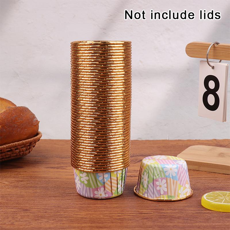 50Pcs/Set Disposable Cupcake Cups Or Lids Disposable Muffin Cups Heat Resistant Glossy Cupcake Liners Diy Baking Supplies B