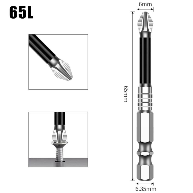 1Piece Nonslip 5A Crosses Head Screwdriver Bits Alloy Steel Magnetic Impact Driver Bits for Home & Professional Use