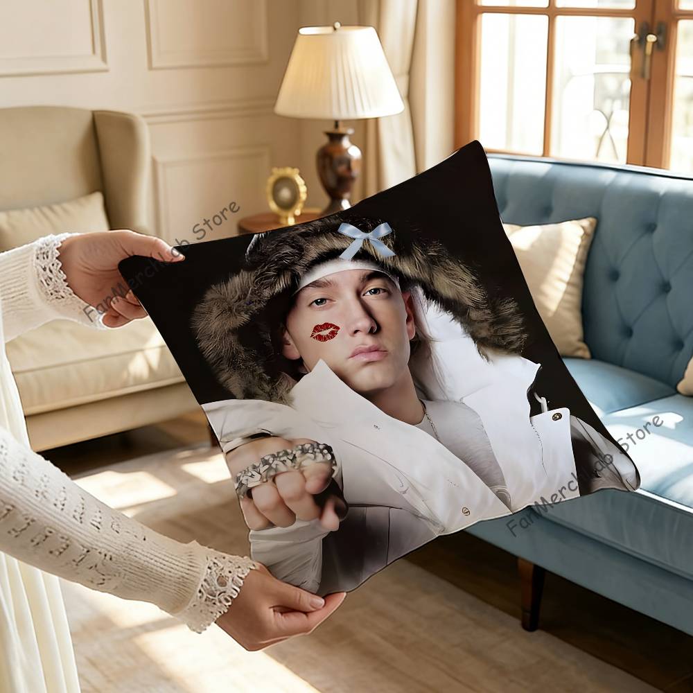 

Singer EEminemS Anime Pillow Case Antidustmite Pillowcase Invisible zipper silky short plush Sofa cushion cover 30x30cm