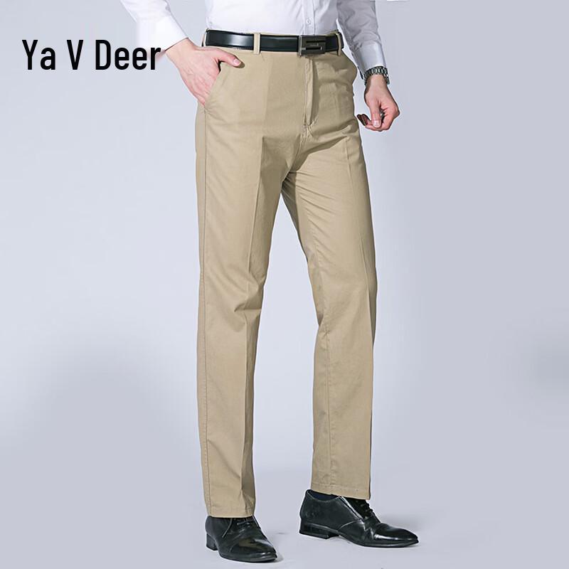 Yalu Men s Casual Loose-Fit Straight-Leg Trousers 32