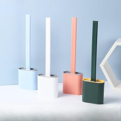 Wall-mounted Long-handled Toilet Brush with Base, Household Soft Rubber Toilet Brush Set, Multi-functional Toilet Cleaning Brush