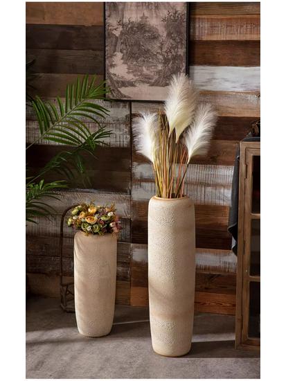 Handmade Retro Nostalgic Large Ceramic Floor Vase – Coarse Pottery Feng Shui Decor for Living Room or Hotel.