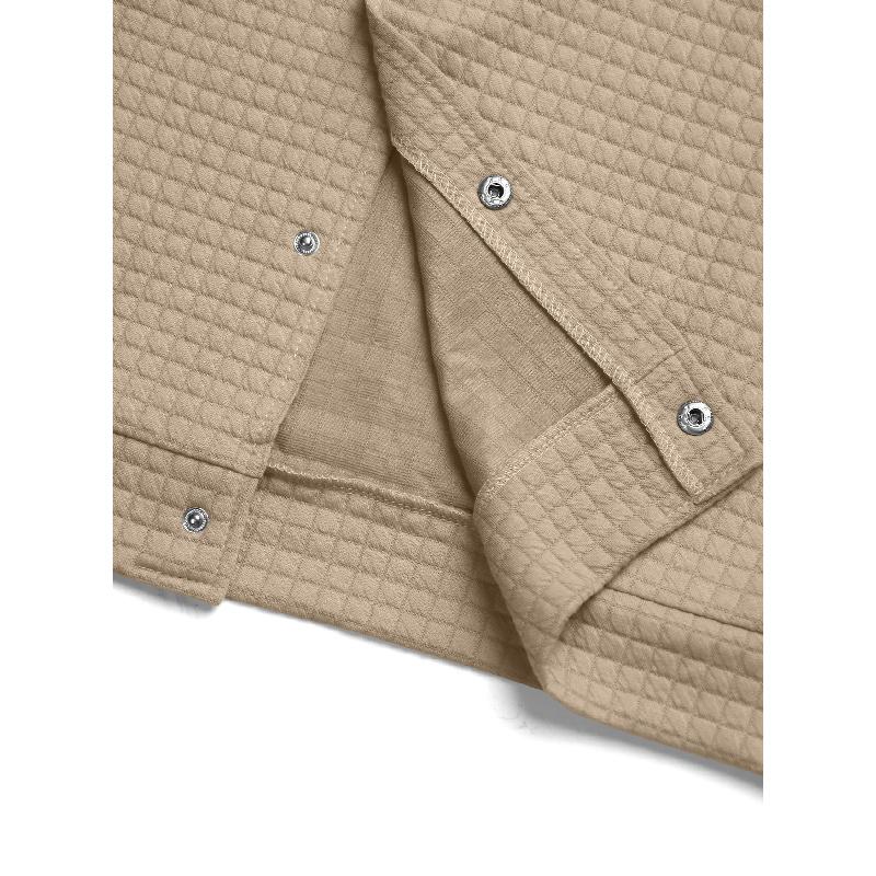 Men's Small Checkered Jacquard Knit Button Pocket Jacket, Spring and Autumn Warm Business Style Top