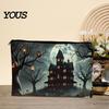 Canvas Pencil Case Storage Bag, Halloween Pattern Print, Durable Zippered Organizer Travel Toiletry Case, for Makeup And Stationery Cosmetic Bag