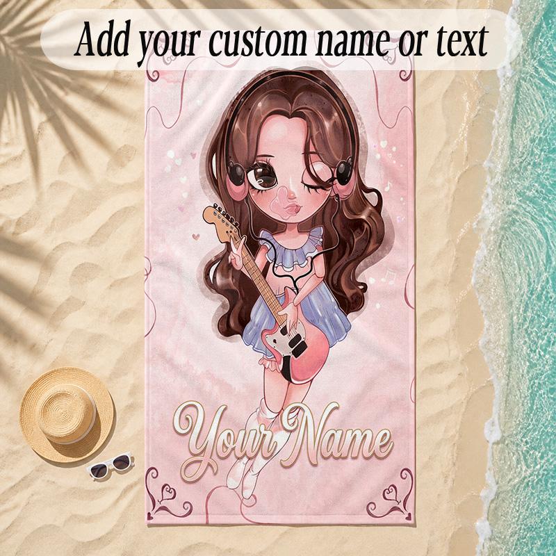 Beach TowelOlivia Rodrigo Custom Name Text Personalized Soft Towel for Beach Pool Indoor Home Decor Gift