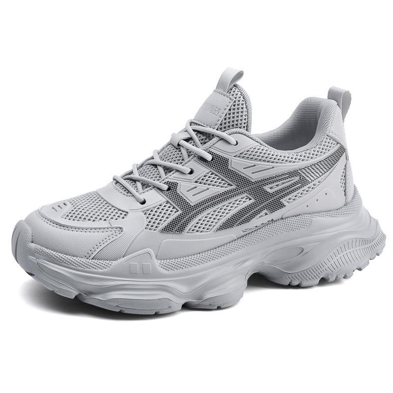 Men's Spring/Summer Height-Increasing Sneakers: Breathable, Low-Top Casual Dad Shoes with Thick Soles in Large Sizes