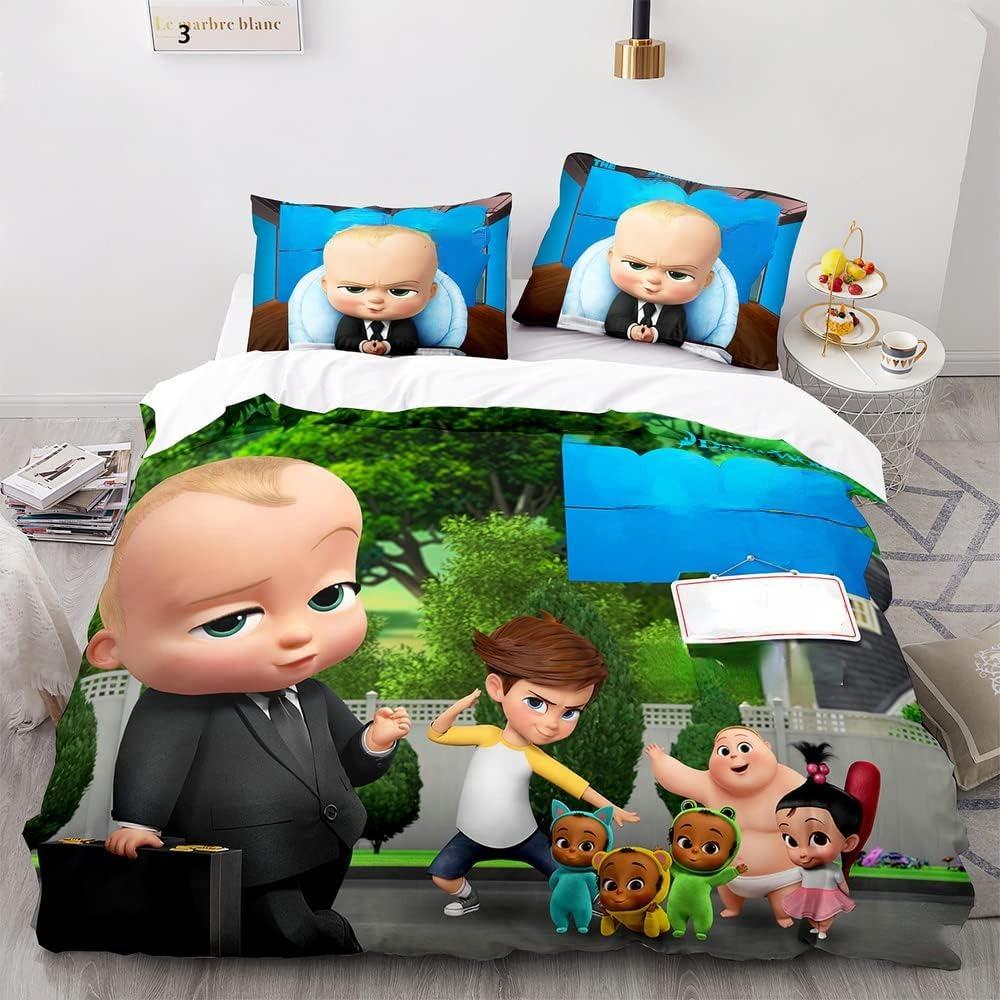 Cartoon Duvet Cover Pillowcase Boss Baby Bedding Set Adult Boy Girl Bedroom Decoration Children Single Double Size