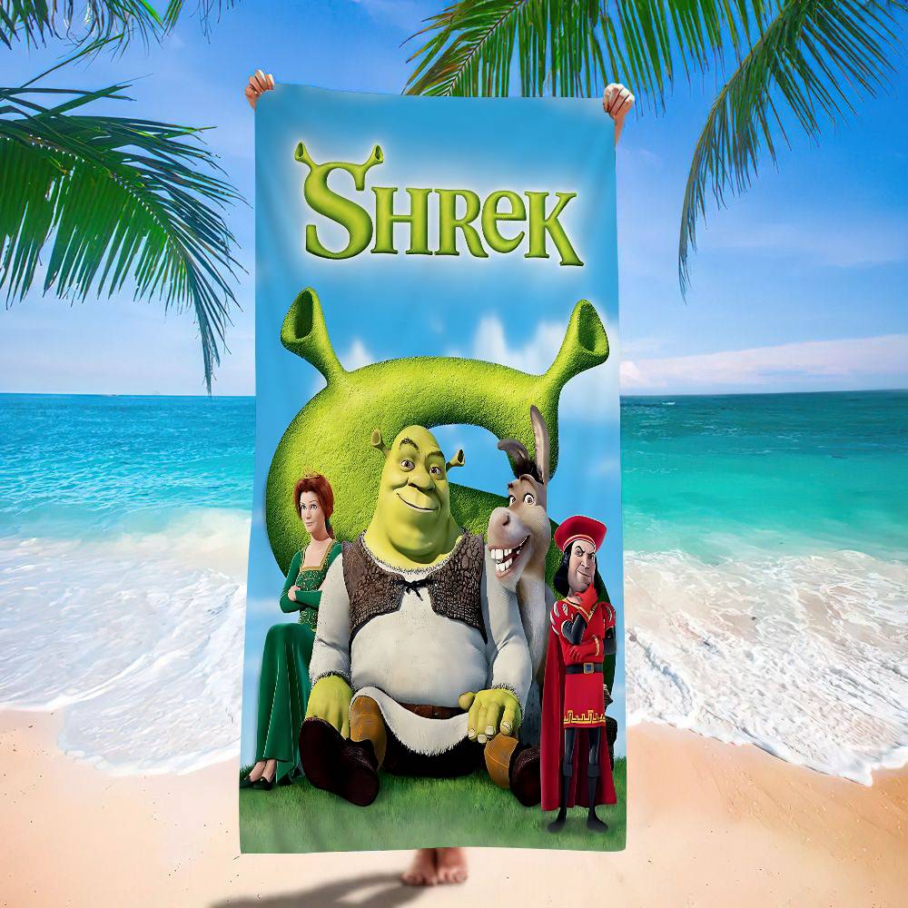 Klassiek Schattig Cartoon S-Shrek Grote Microvezel Strandlakens Sneldrogend Handdoek Zand Strandlakens Zwembad Handdoek Voor Reizen Zwembad Yoga W30*H60(CM)