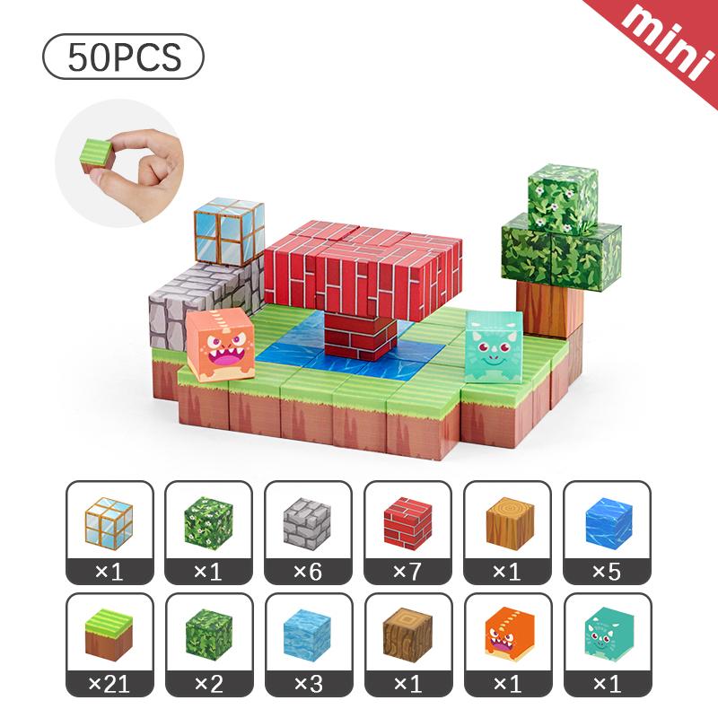 Non-Toxic Forest Magnetic Building Blocks Suitable For Children Aged 3-8 Cube Stacking Game.