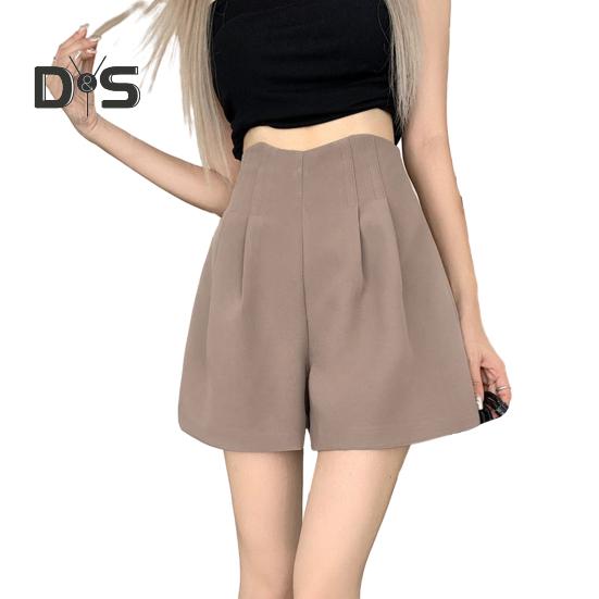 Damen Anzug-Shorts, hoch taillierte Plissee-Shorts, elegante Arbeitsshorts, lässige Loungewear mit weitem Bein