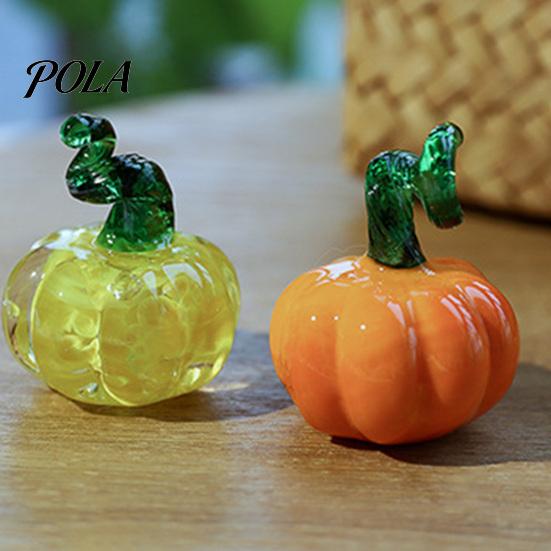 Hand Blown Glass Pumpkin Figurine, Mini Halloween Thanksgiving Pumpkin Statue, Faux Crystal Pumpkin Ornament for Fall Harvest