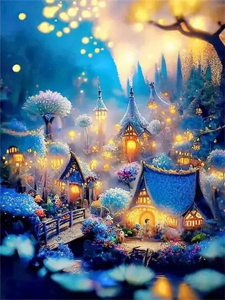 5D DIY Diamond pictură casă în copac complet pătrat rotund broderie mozaic peisaj fantezie lucrat manual acasă decor