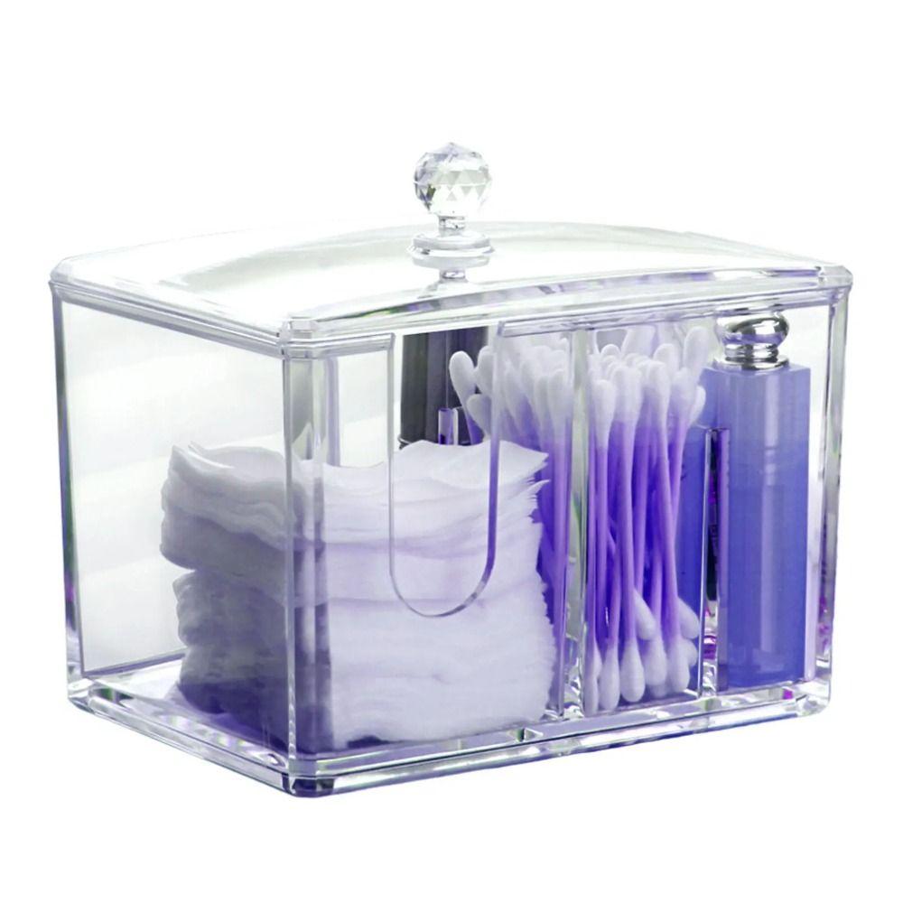 Acrylic Cotton Swab Storage Box with Cover Cosmetic Stand Tampon Organizer Dispenser Bathroom