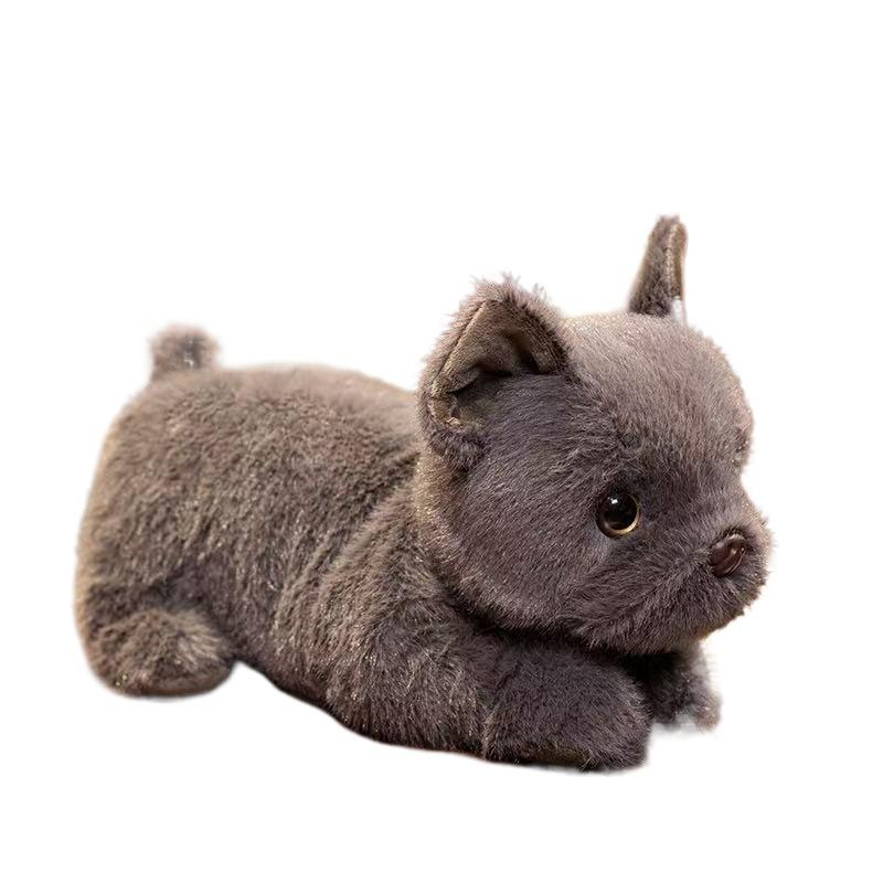 

30 см Новая реалистичная лежащая кукла-бульдог, мягкая плюшевая игрушка, мультяшная аниме-игрушка, милая подушка для детских подарков на день рождения, веселая кукла чёрный