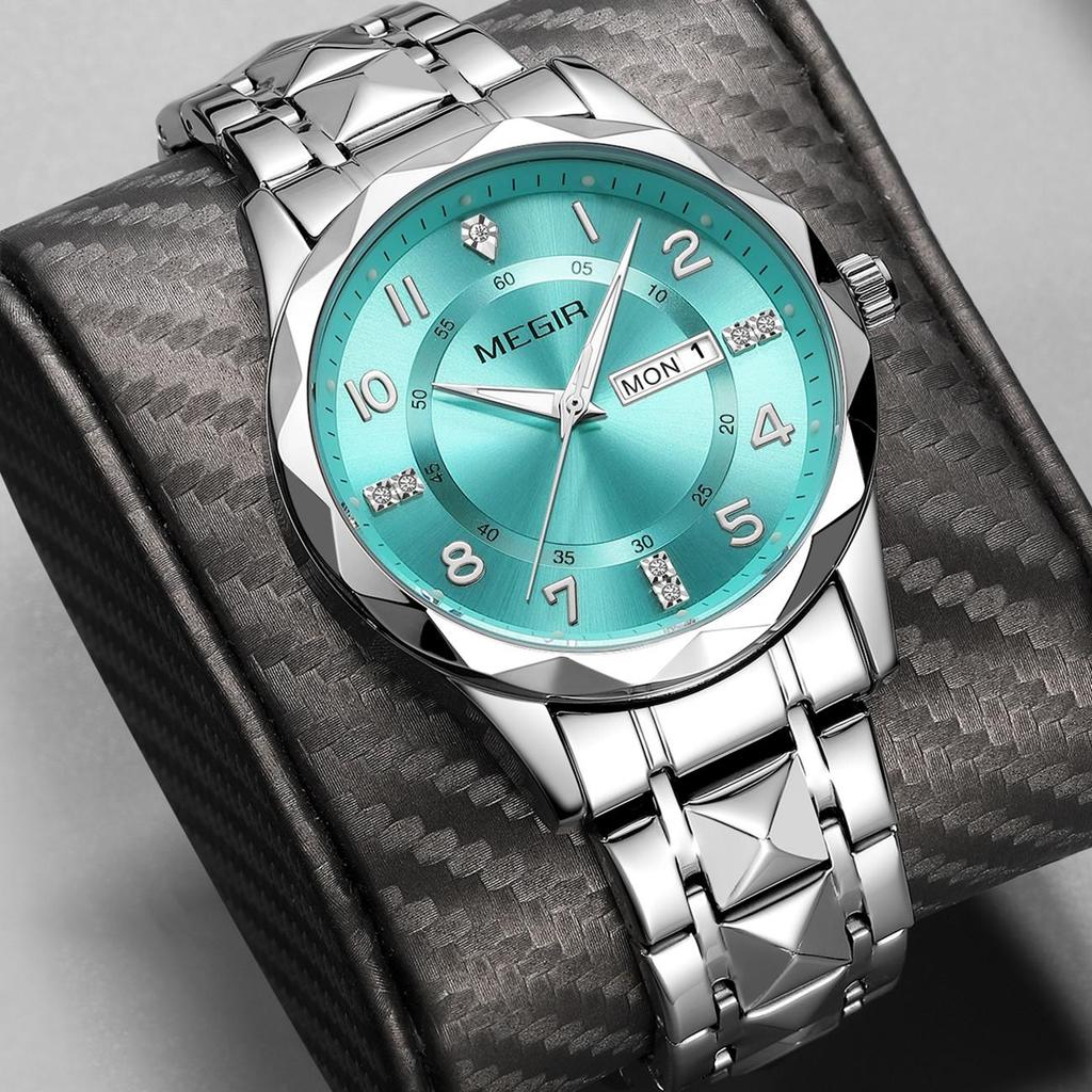 MEGIR Minimalist Fashion Quartz Wristwatch for Men Large Dial Business Leisure Watches with Date Week Clock Montre Homme 1093
