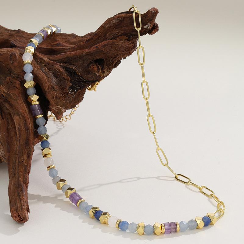 Elegant Mixed Color Stone Dopamine Beaded Necklace for Women - Rainbow Niche Fashion Clavicle Chain