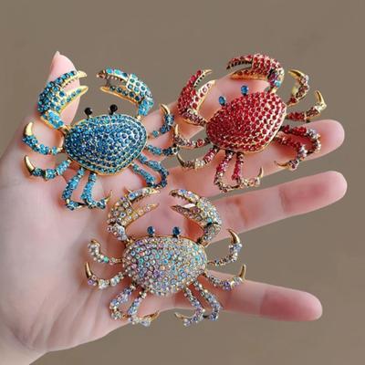 Unisex Rhinestone Crab Brooches for Women Sea Animal Holida