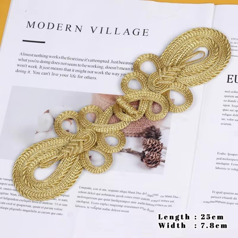 Handmade Chinese Knot Buttons Golden Cheongsam Buttons Traditional Gold Lace Trim Clasps  DIY Craft