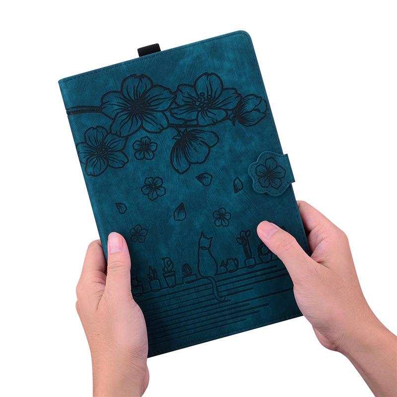 iPad Air 13-inch 2025 Leather Case, Cherry Blossom Cat Design, Card Slot, Stand Compatible with iPad 10.9 and Pro 11-inch