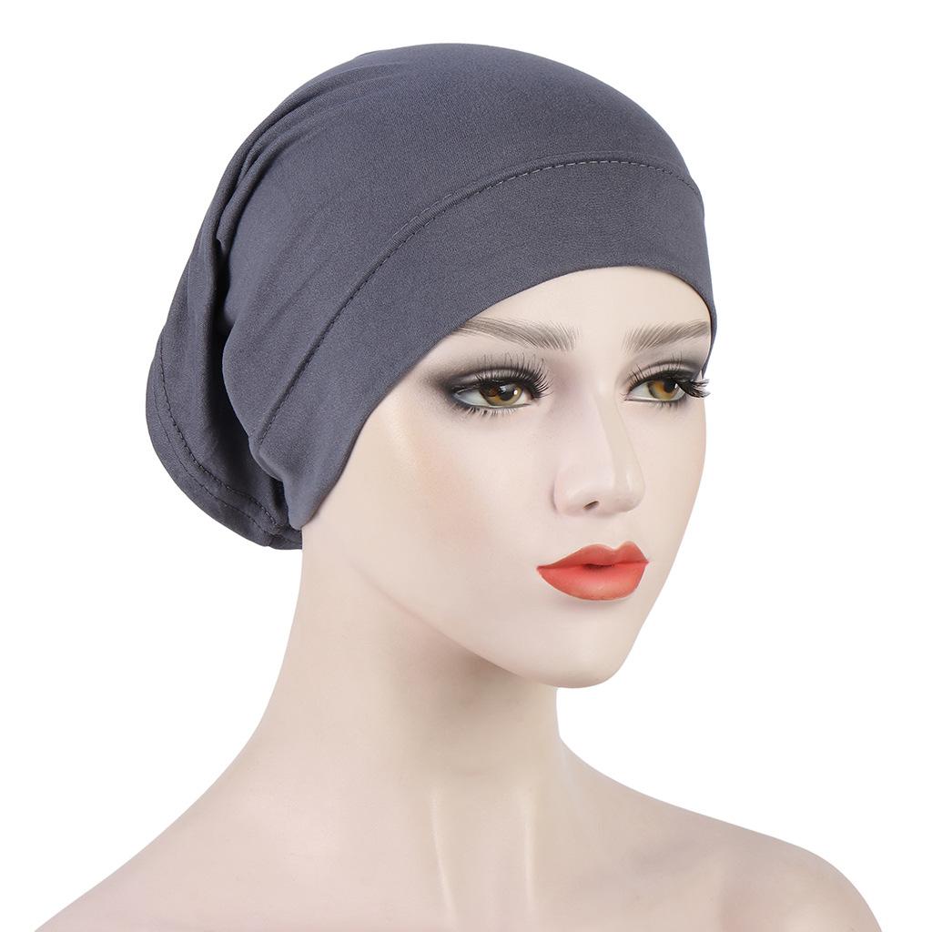 

JYL TS DIY Milk Silk Indian Turban Hat Women Basic Cap Crystal Linen darkgray троянди bonbon кольору