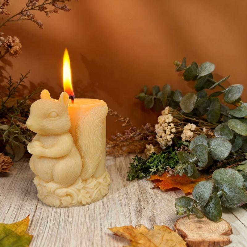 Squirrel Figurine Silicone Mold Animal Candle Silicone Mould for Epoxy Resin Making Candle Soap Festival Decoration