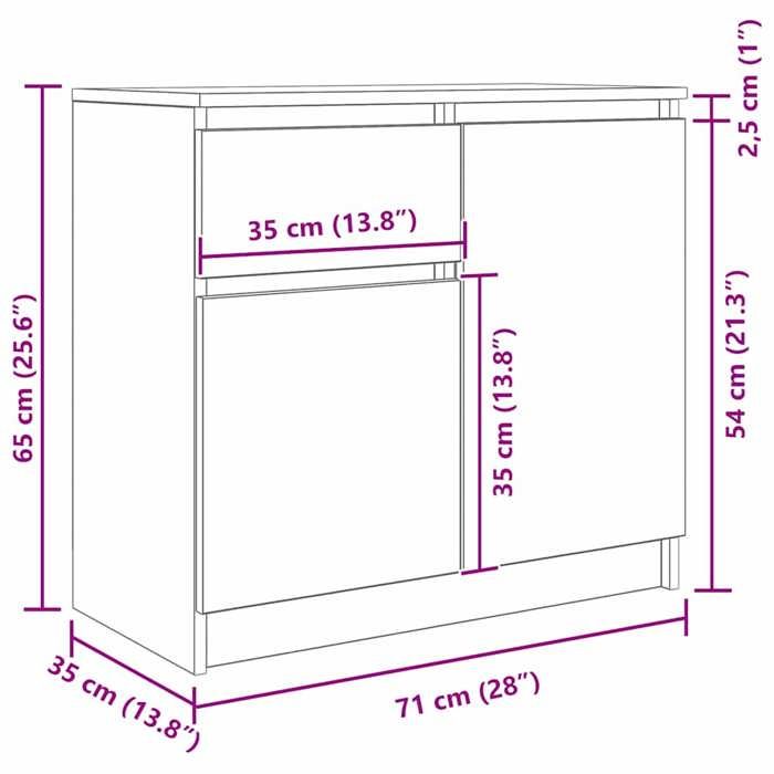 VidaXL Buffet avec tiroir chêne brun 71x35x65 cm bois d'ingénierie, meuble de rangement, buffet, meuble d'entrée, meuble 861604