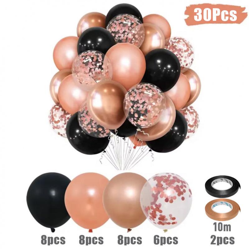 12-Inch Sequin Metallic Latex Balloons, 30pcs - Perfect for Birthday Party Decorations