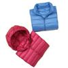 Light down jacket women's short stand-up collar hooded fashion autumn and winter thin large size women's clothing slim-fitting portable jacket