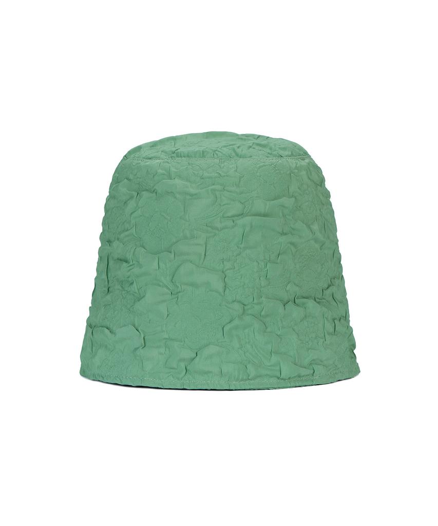 Bajal Embossed Long Label Drop Bucket Hat Green