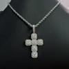 Iced Out Cushion Cross Pendant Necklace Moissanite Gold Plated Copper Hip Hop Jewelry For Men Women